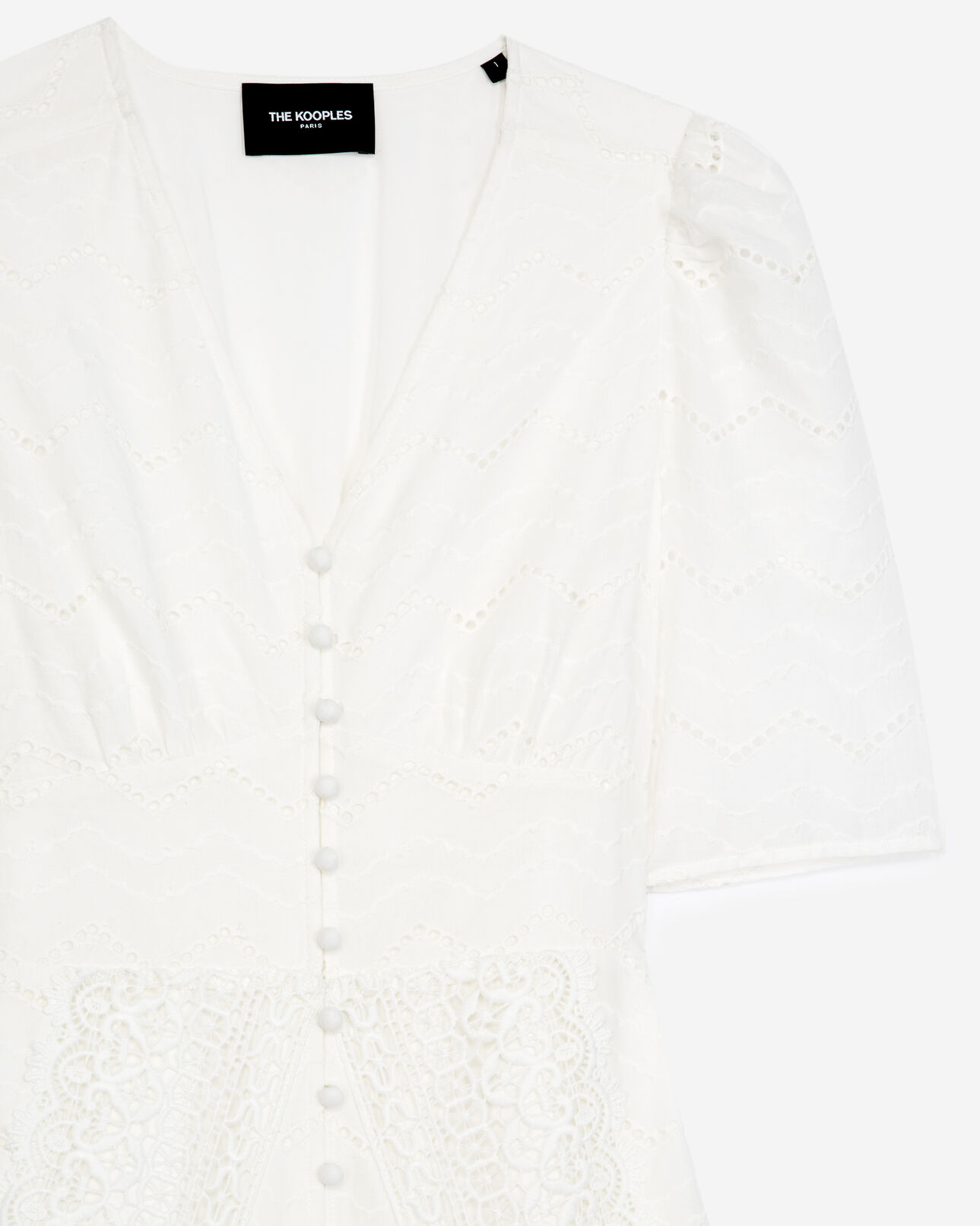 The Kooples FEMME ECRU robe blanche manches courtes