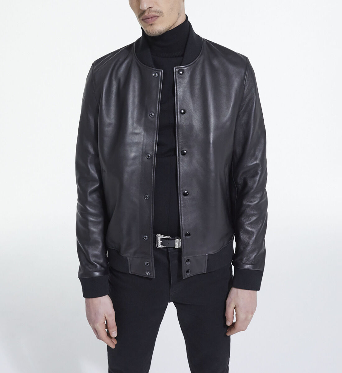 Leather jacket with leopard print lining The Kooples US