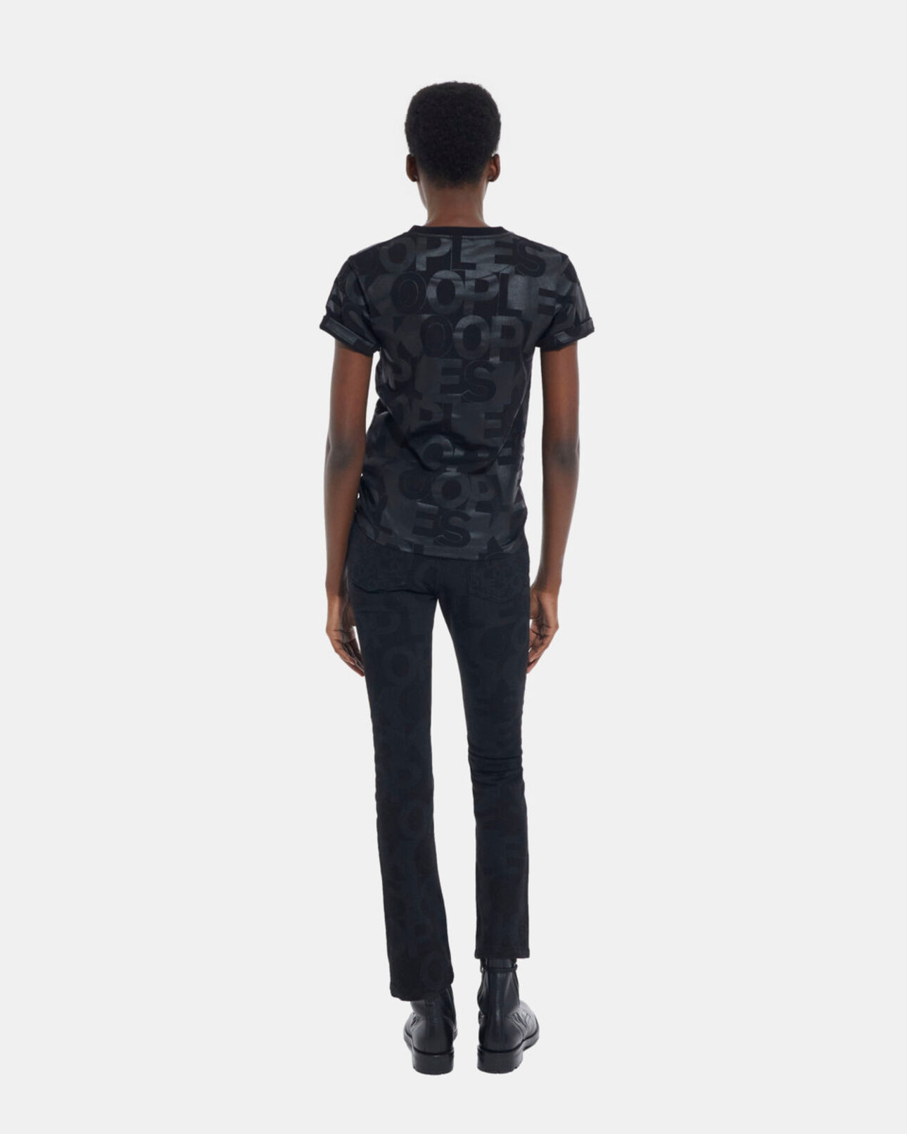 The Kooples DAMEN BLACK t-shirt mit schwarzem the kooples logo