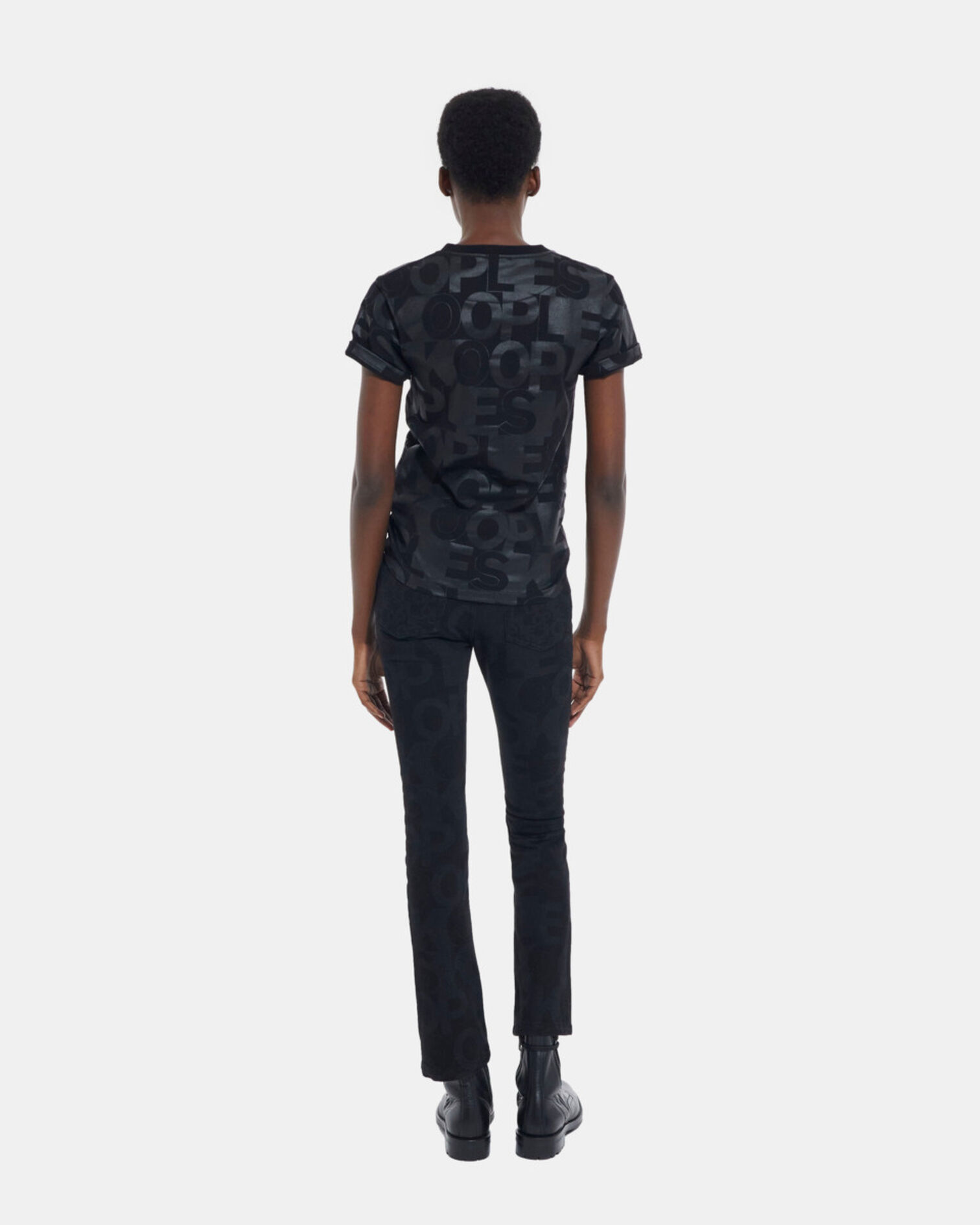 T-Shirt mit schwarzem The Kooples Logo, BLACK, hi-res image number null