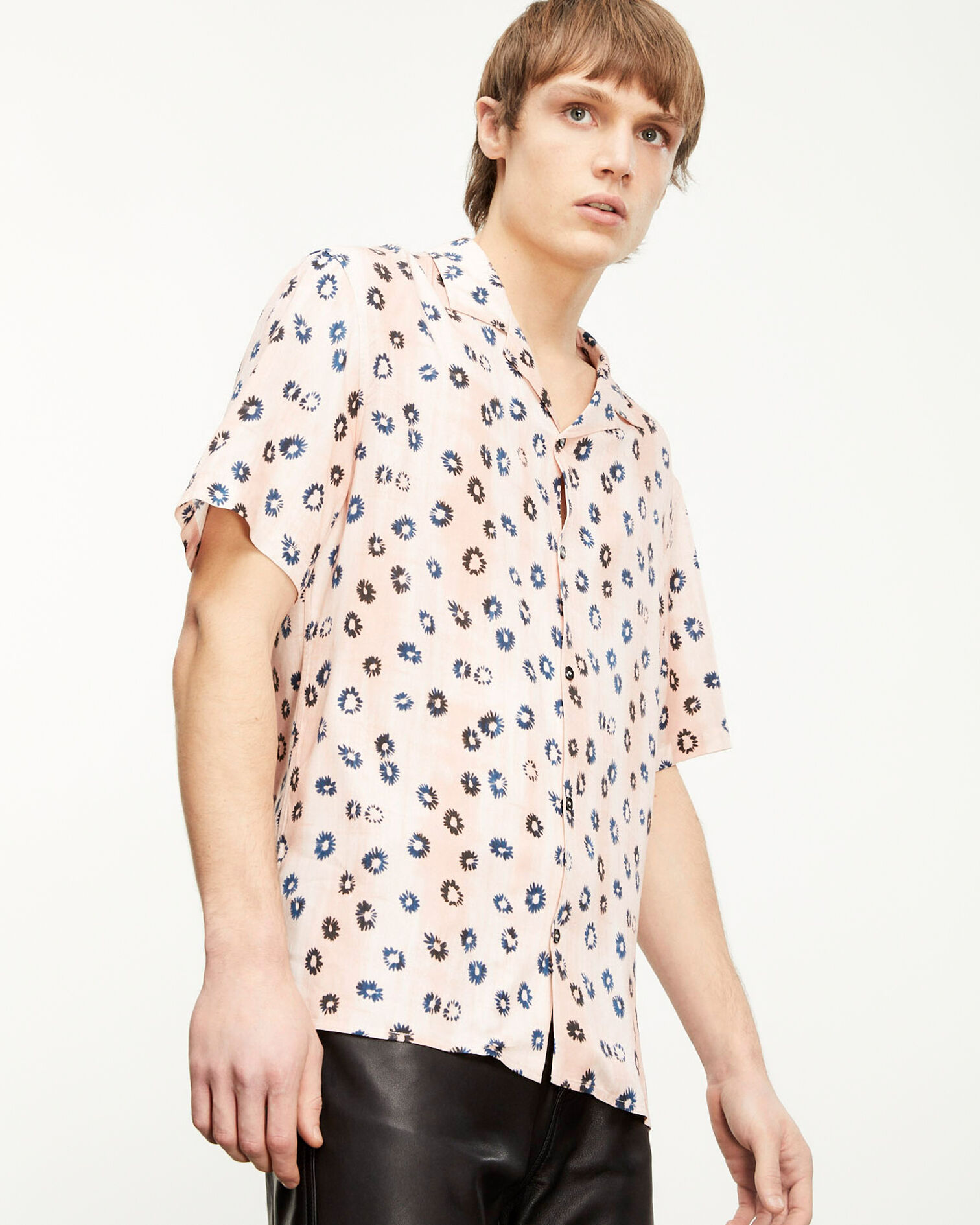 Chemise fluide rose à manches courtes, PINK, hi-res image number null