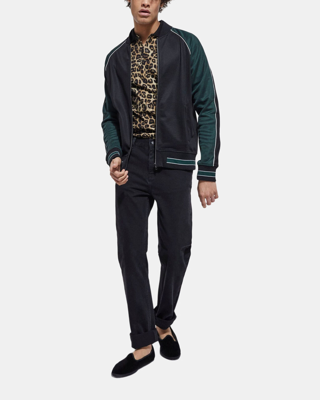 The Kooples HOMME VERT BOUTEILLE sweatshirt zippé bicolore