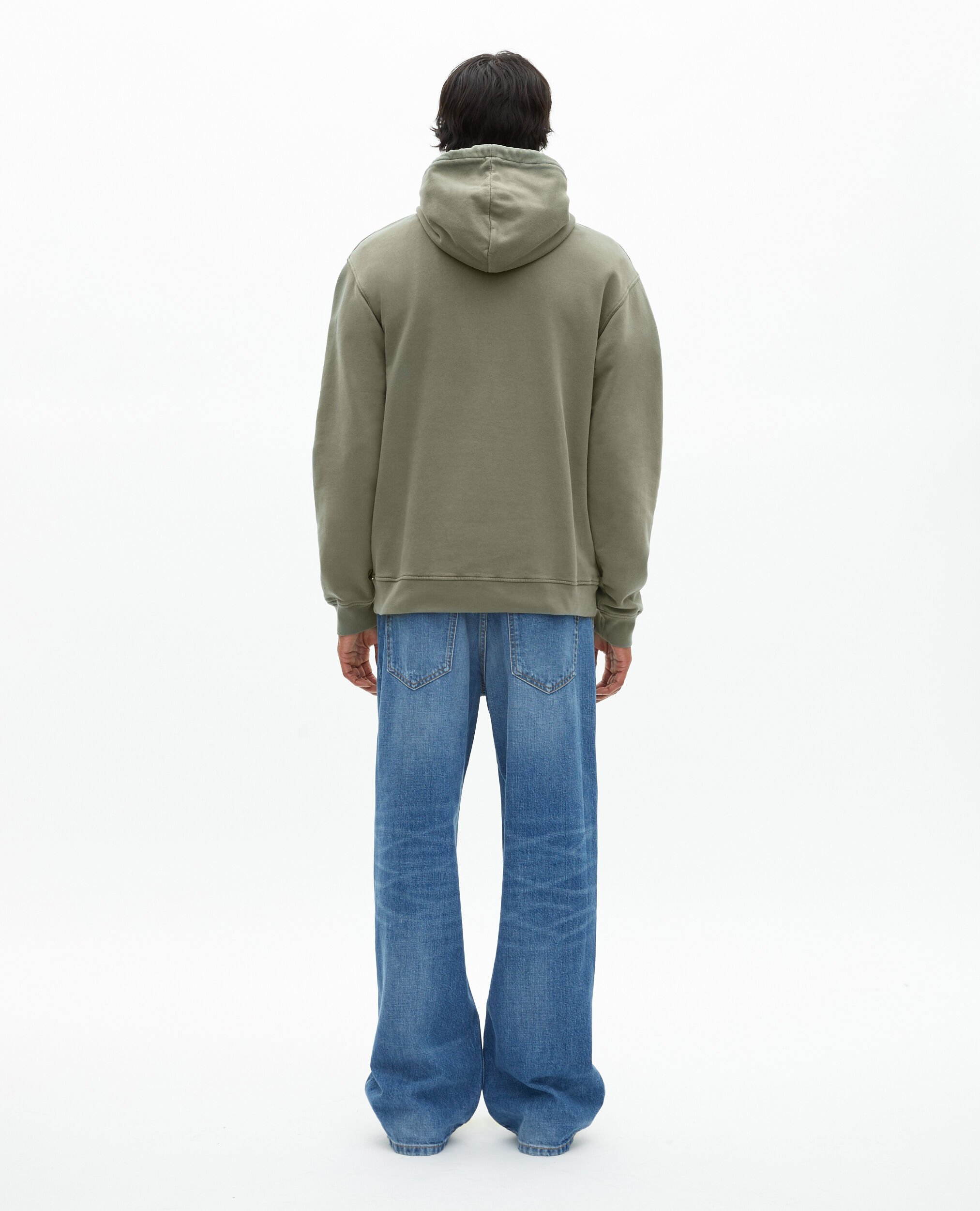 Hooded sweatshirt with khaki screen print, KAKI, hi-res image number null
