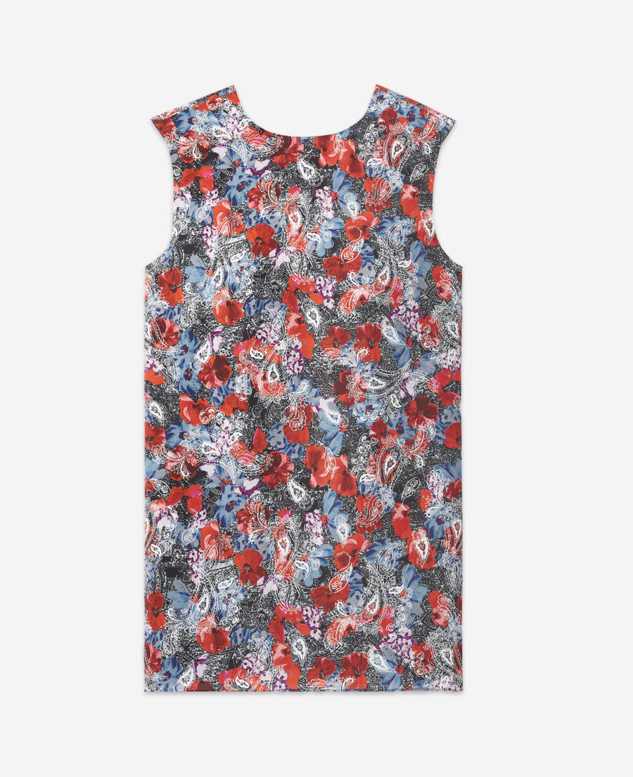 silk floral print short dress