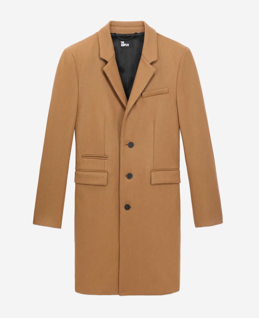 long camel coat in wool blend