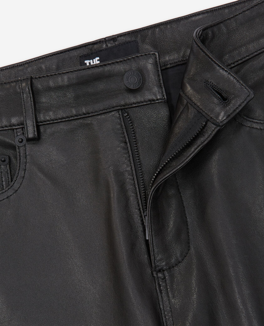 The Kooples MEN BLACK black leather slim-fit pants