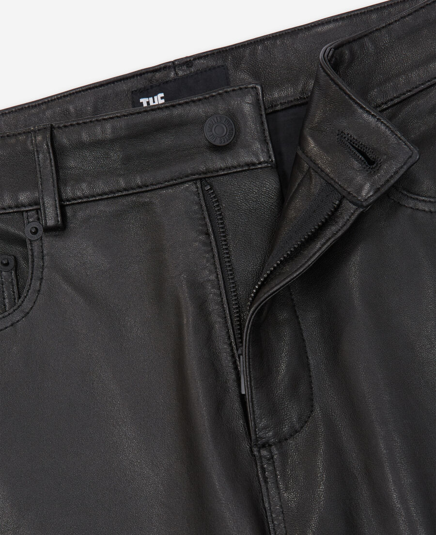 The Kooples MEN BLACK black leather slim-fit pants