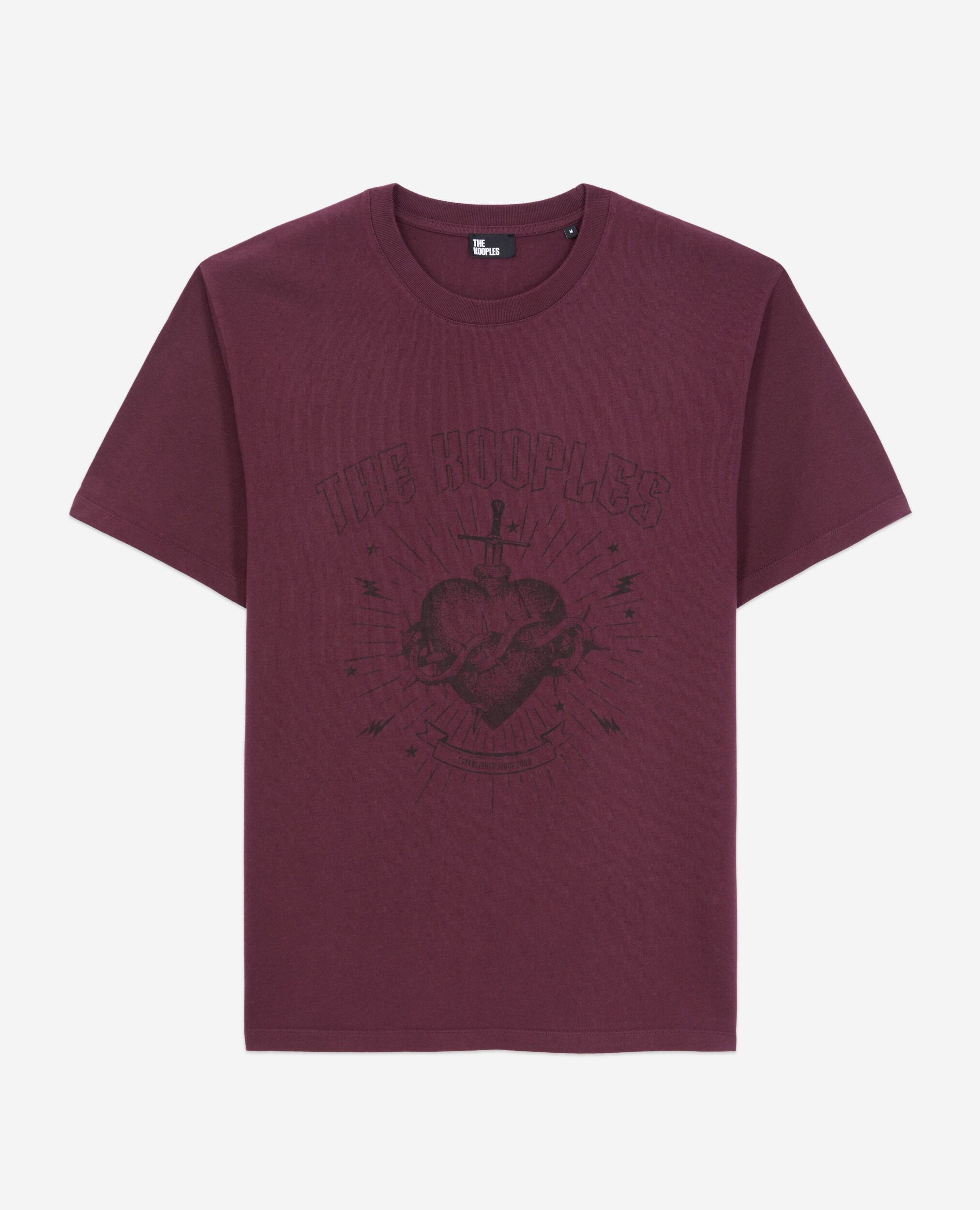T-shirt Homme bordeaux avec sérigraphie Dagger through heart, BORDEAUX, hi-res image number null