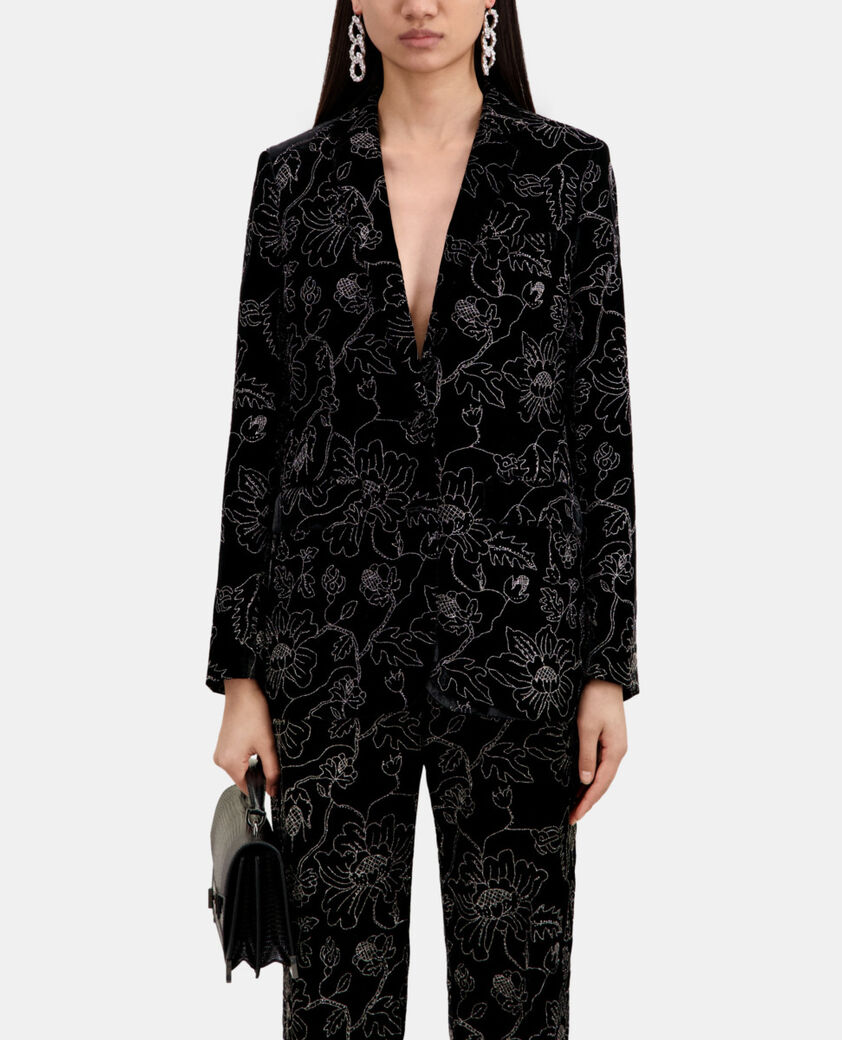 The Kooples WOMEN BLACK black velvet suit jacket