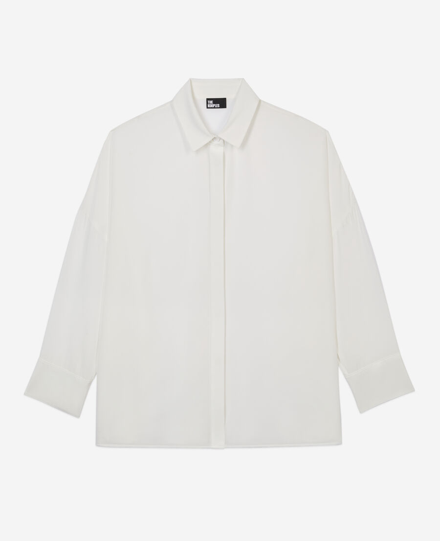 The Kooples FEMME WHITE chemise ample en soie lavée blanche