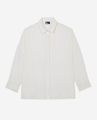 The Kooples FEMME WHITE chemise ample en soie lavée blanche