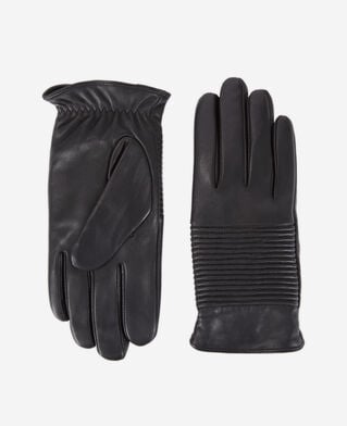 The Kooples HOMME BLACK gants homme en cuir noir avec nervures
