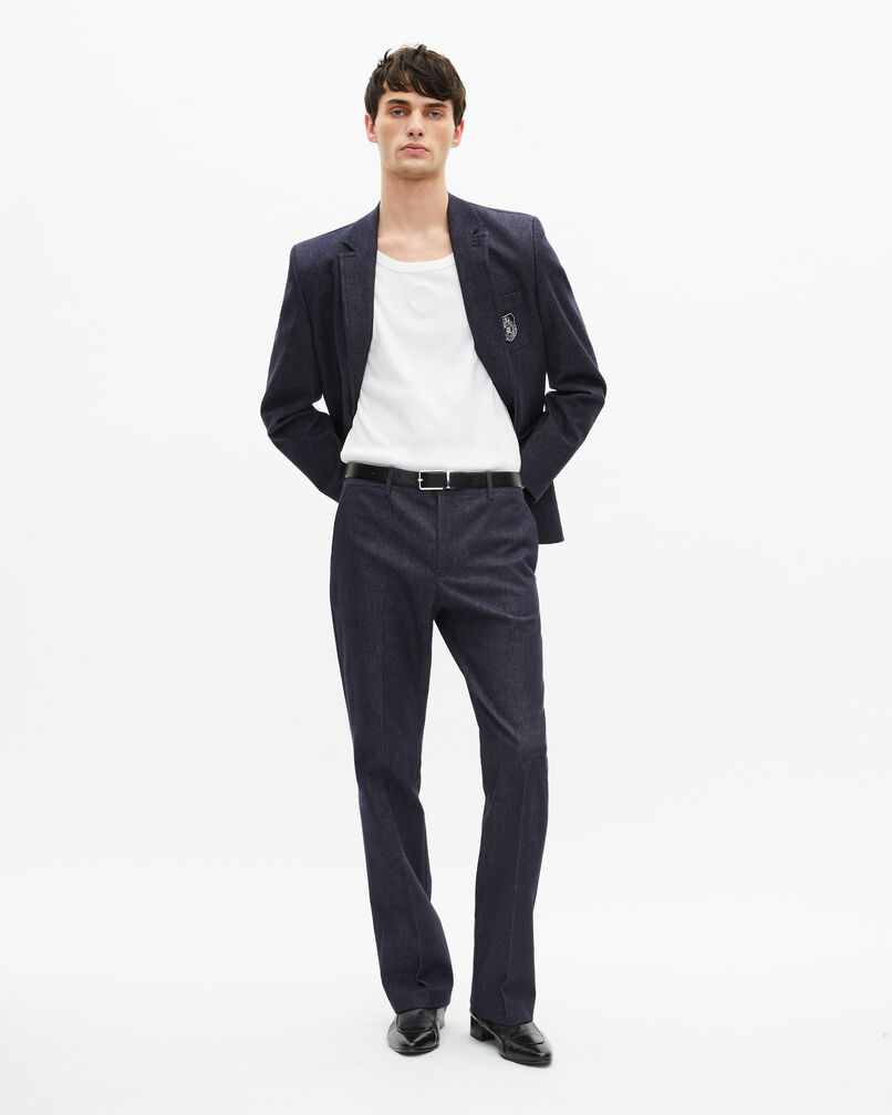 The Kooples HOMME NAVY veste de costume effet denim bleue