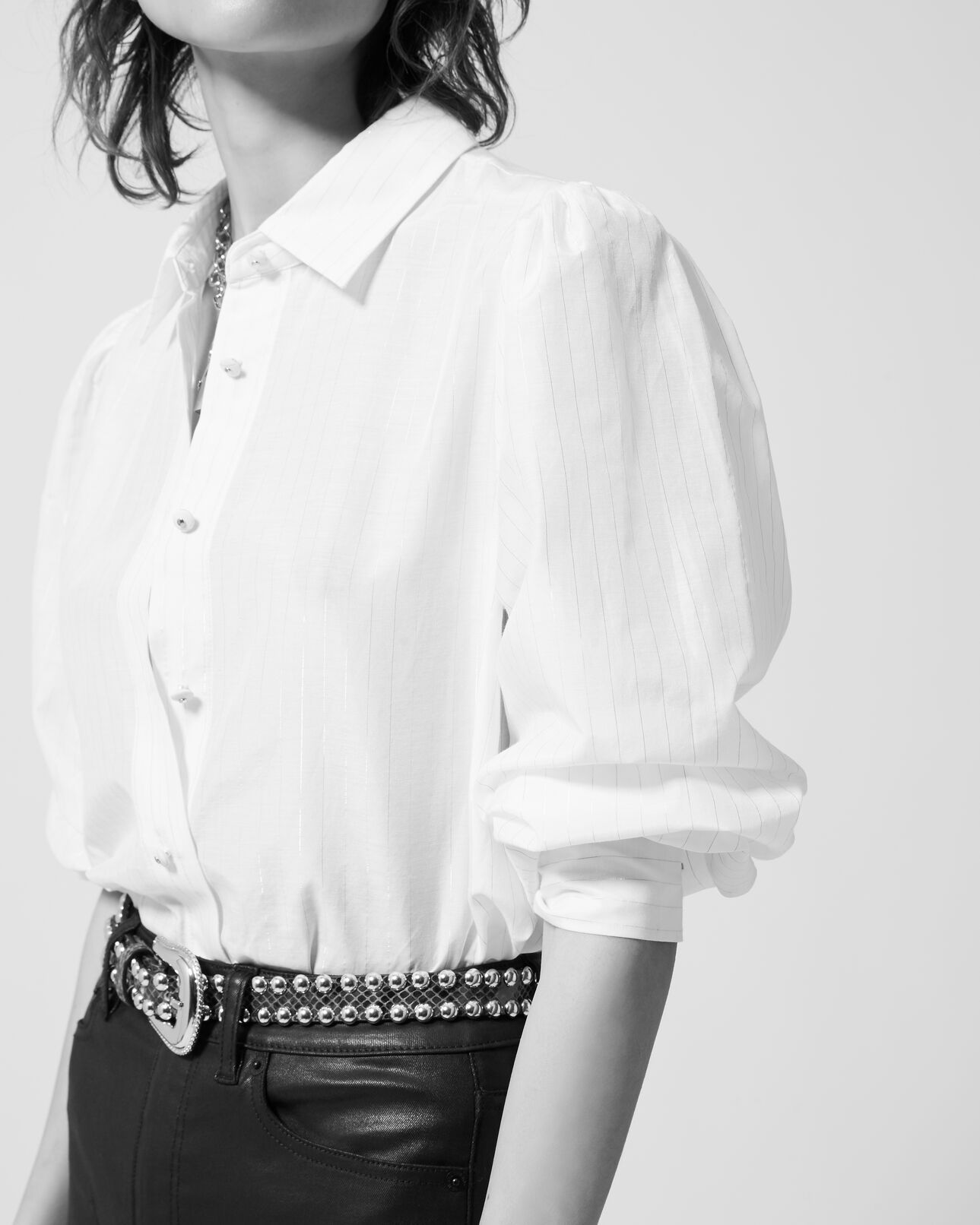 The Kooples WOMEN ECRU cotton/silk smart ecru shirt w/gold 