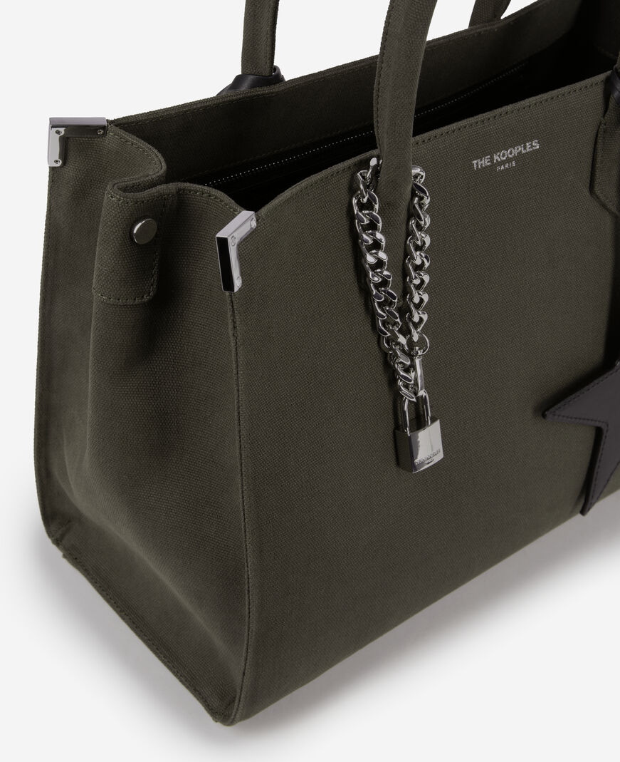 The Kooples FEMME KAKI sac cabas ming en canvas kaki