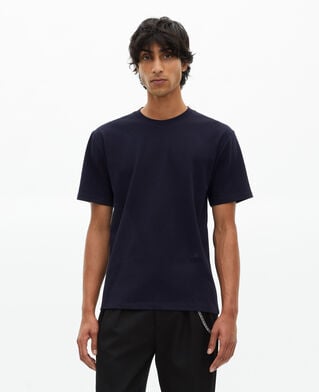 The Kooples MEN NAVY navy blue plain straight unisex t-shirt