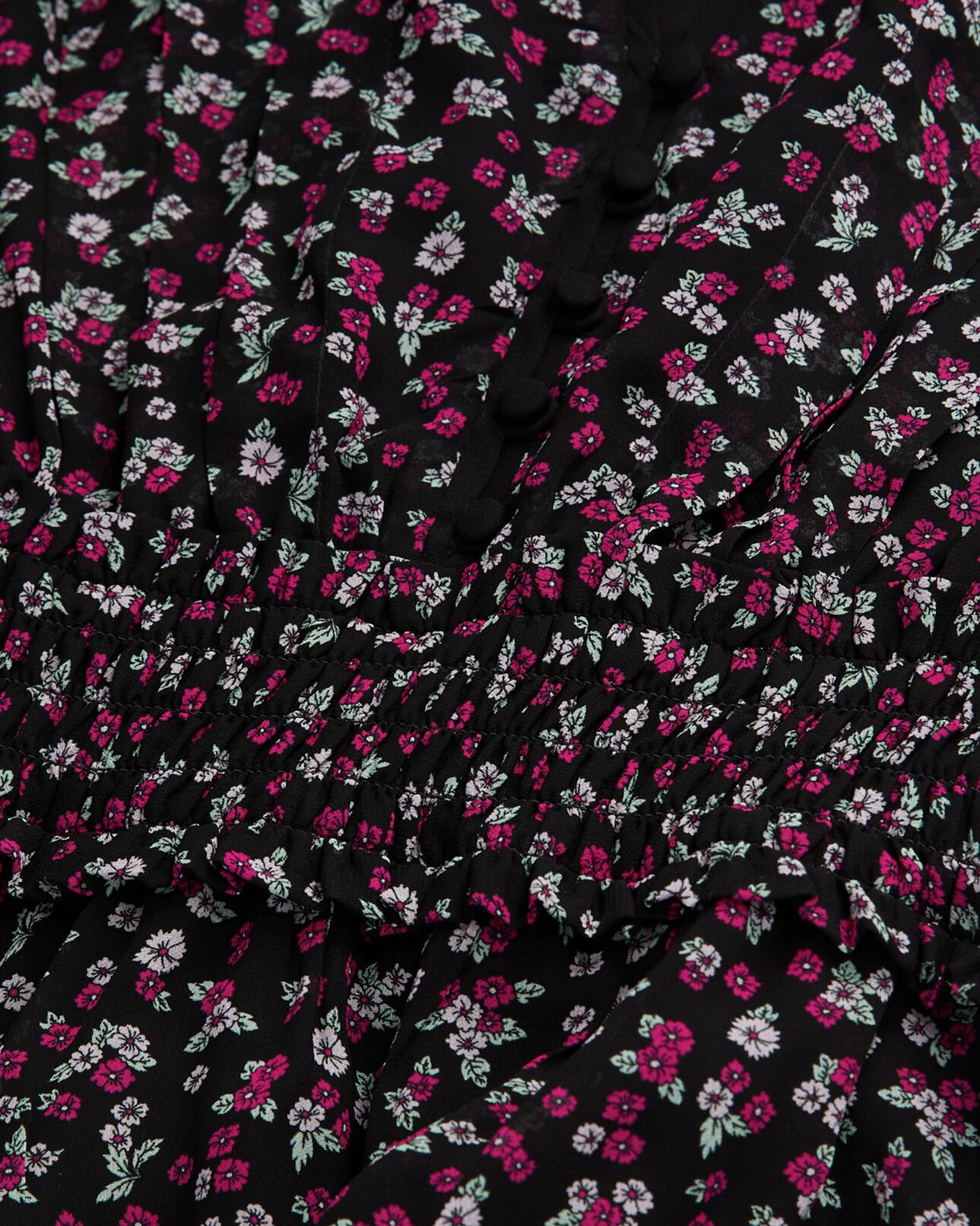 The Kooples WOMEN BLACK / PINK printed top with smocking