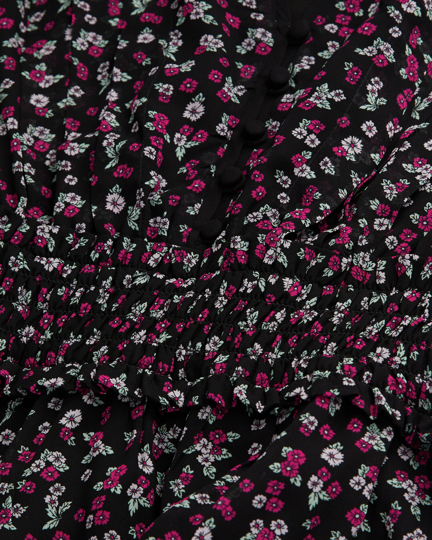 Printed top with smocking, BLACK / PINK, hi-res image number null