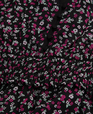 The Kooples F BLACK / PINK printed top with smocking