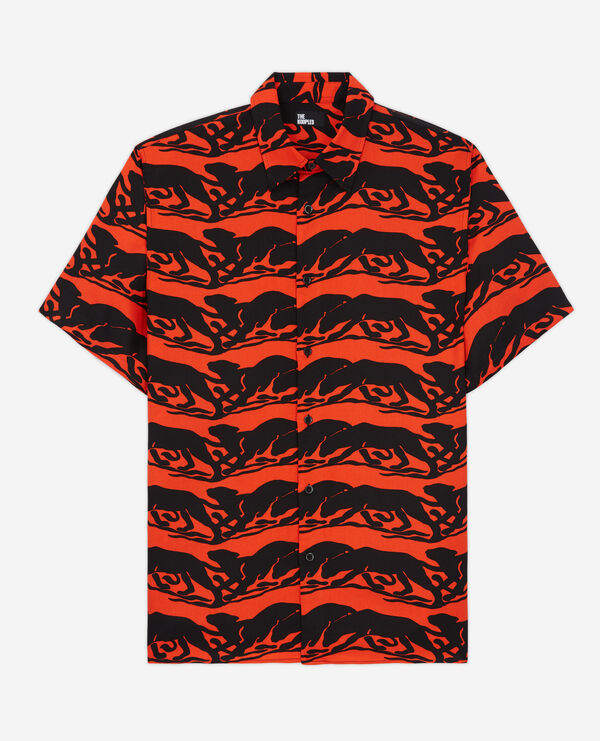 panther print casual shirt