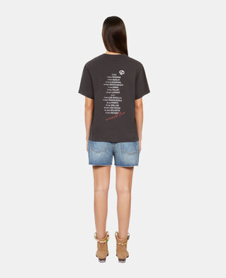 The Kooples F BLACK WASHED black t-shirt with guitar serigraphy