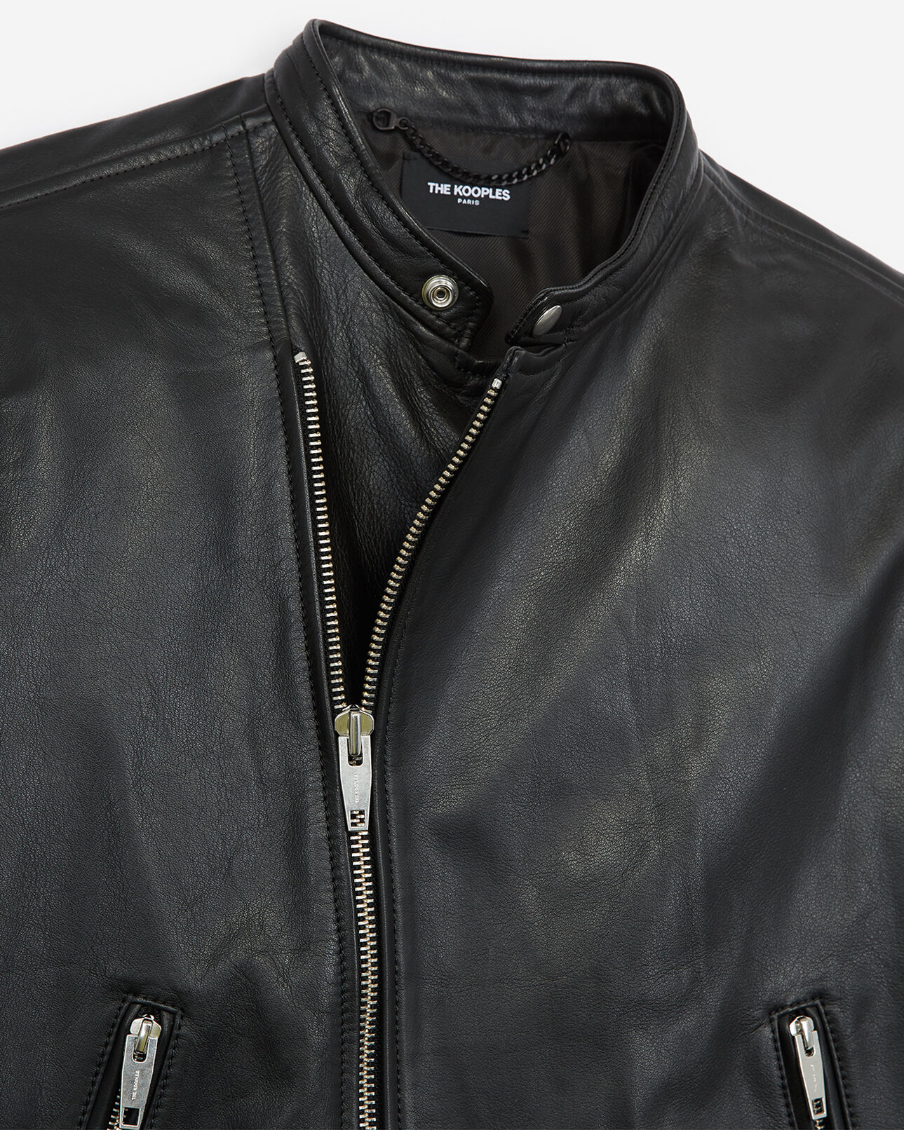 The Kooples HOMME BLACK blouson cuir noir perfecto col motard