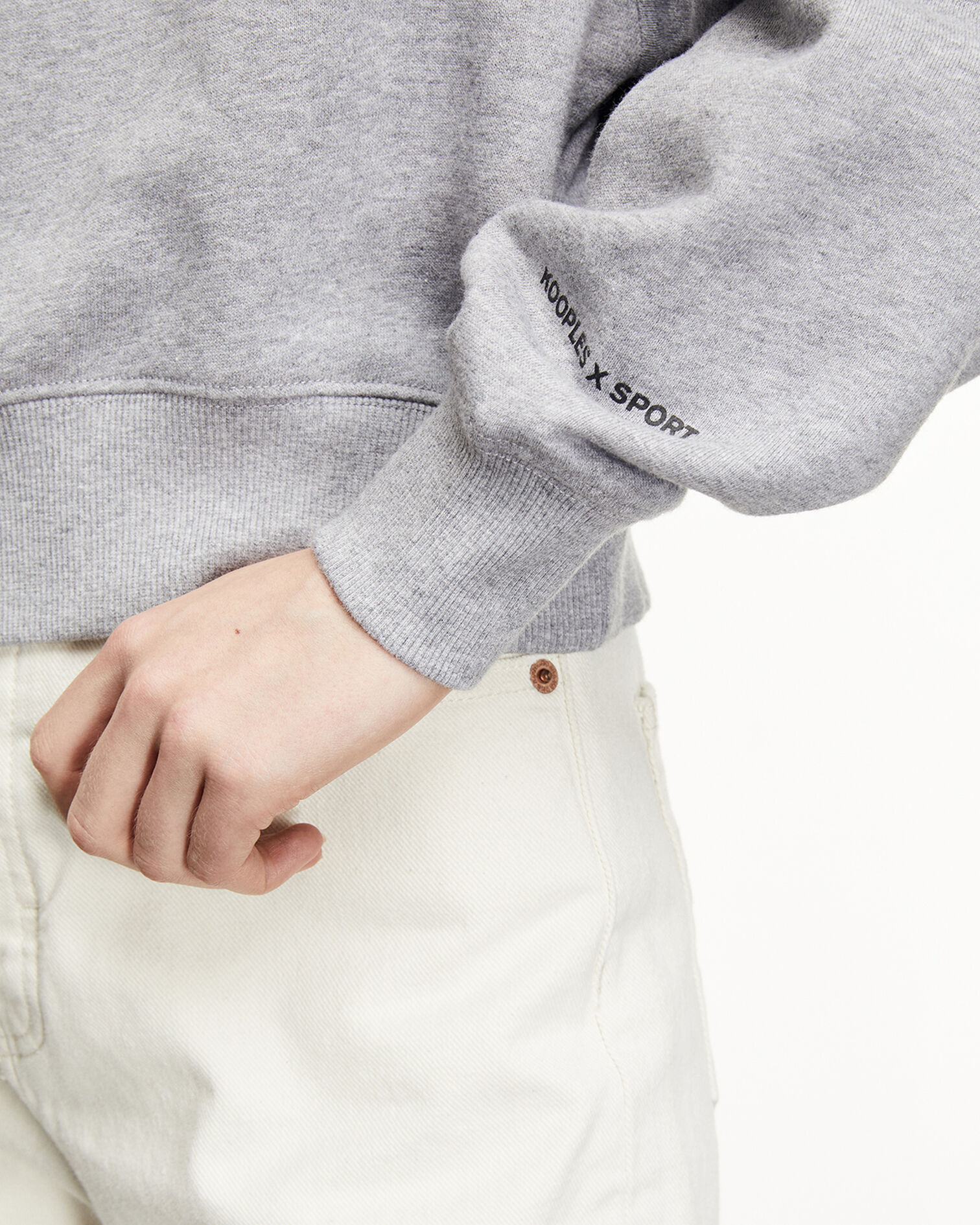 Sweatshirt gris à détails métallisés, LIGHT GREY MELANGE, hi-res image number null