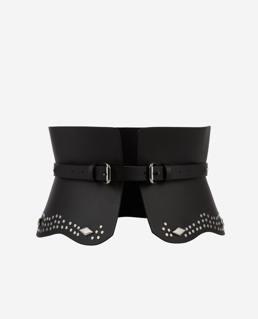 The Kooples WOMEN BLACK black leather corset belt with studs