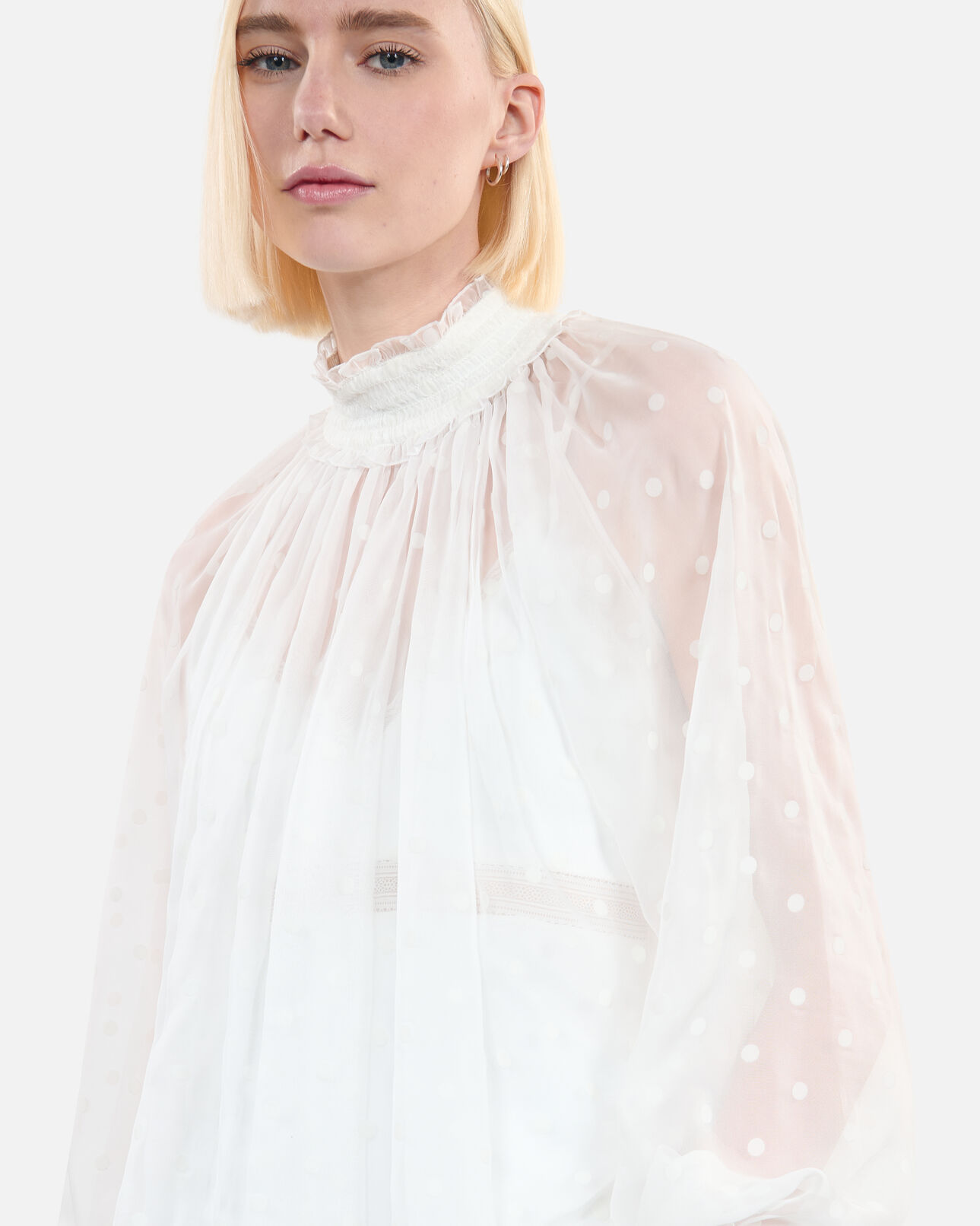 The Kooples WOMEN ECRU ecru top with shirring 