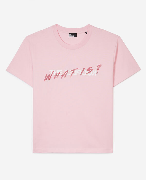 The Kooples WOMEN POWDER PINK pink what is t-shirt with rhinestones