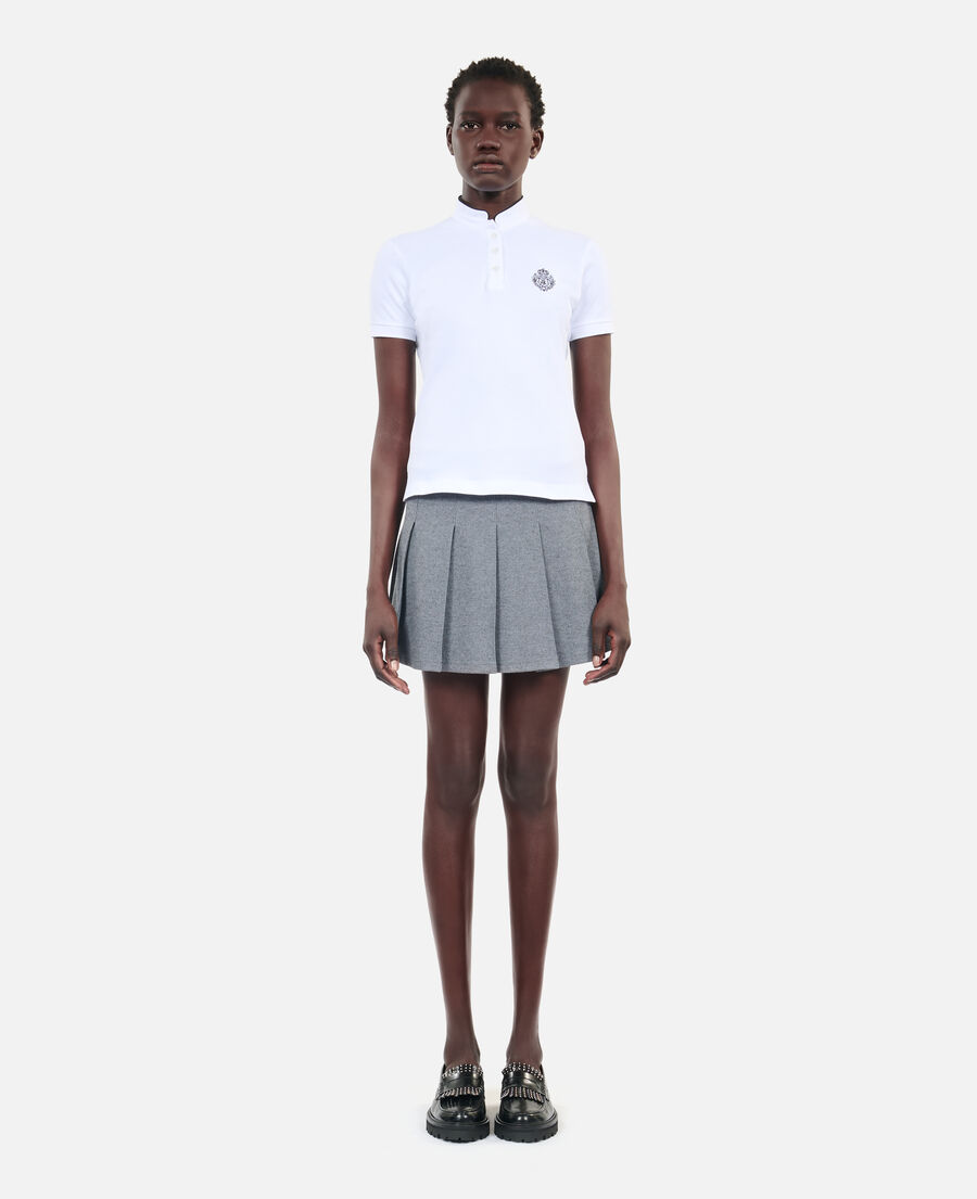 The Kooples F WHITE white piqué cotton polo t-shirt