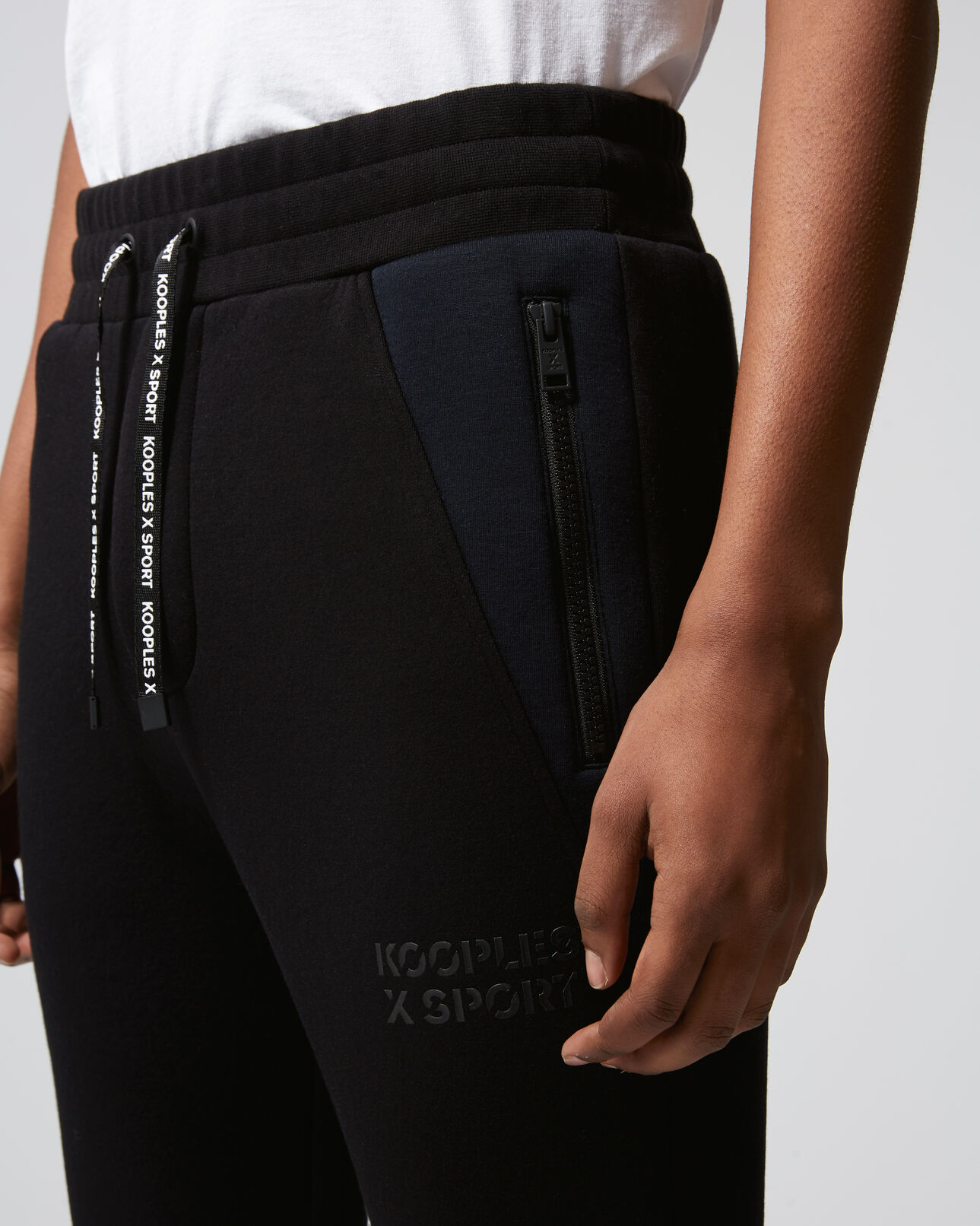 The Kooples MEN BLACK black joggers with navy blue details