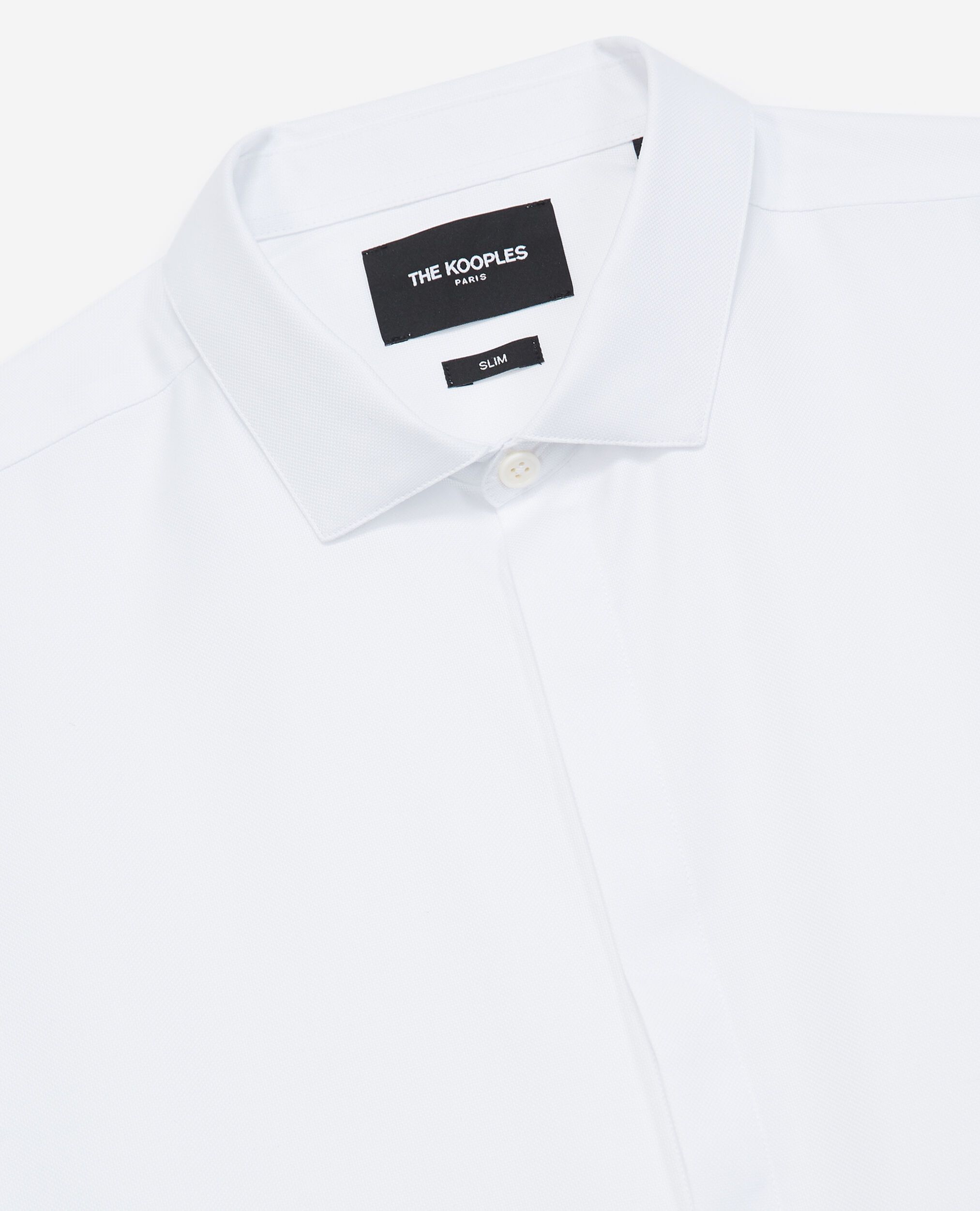 Chemise chic blanche coton à col italien, WHITE, hi-res image number null