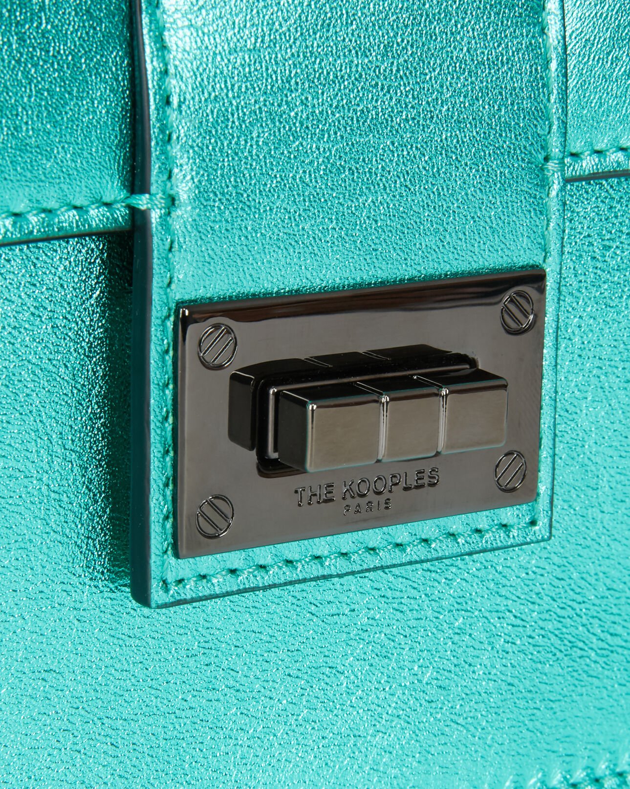 The Kooples FEMME GREEN pochette emily medium en cuir vert