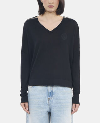 The Kooples DAMEN BLACK schwarzer pullover aus merinowolle
