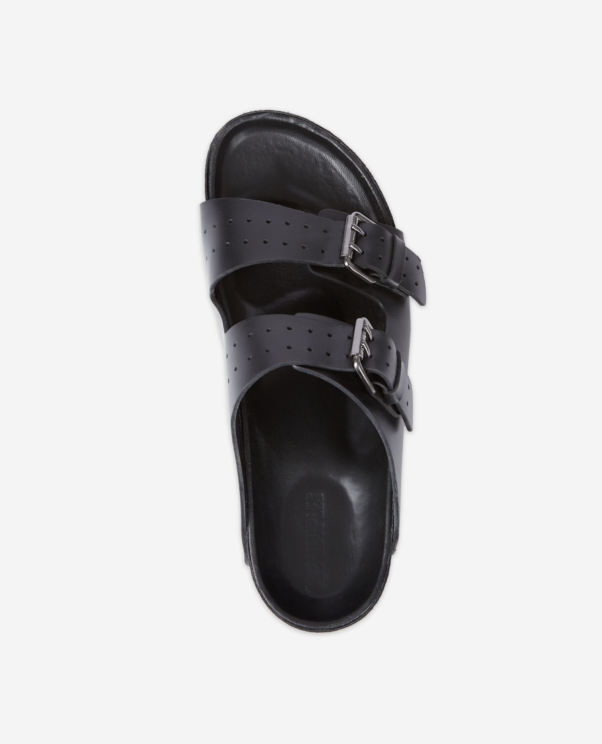 Black leather sandals, BLACK, hi-res image number null