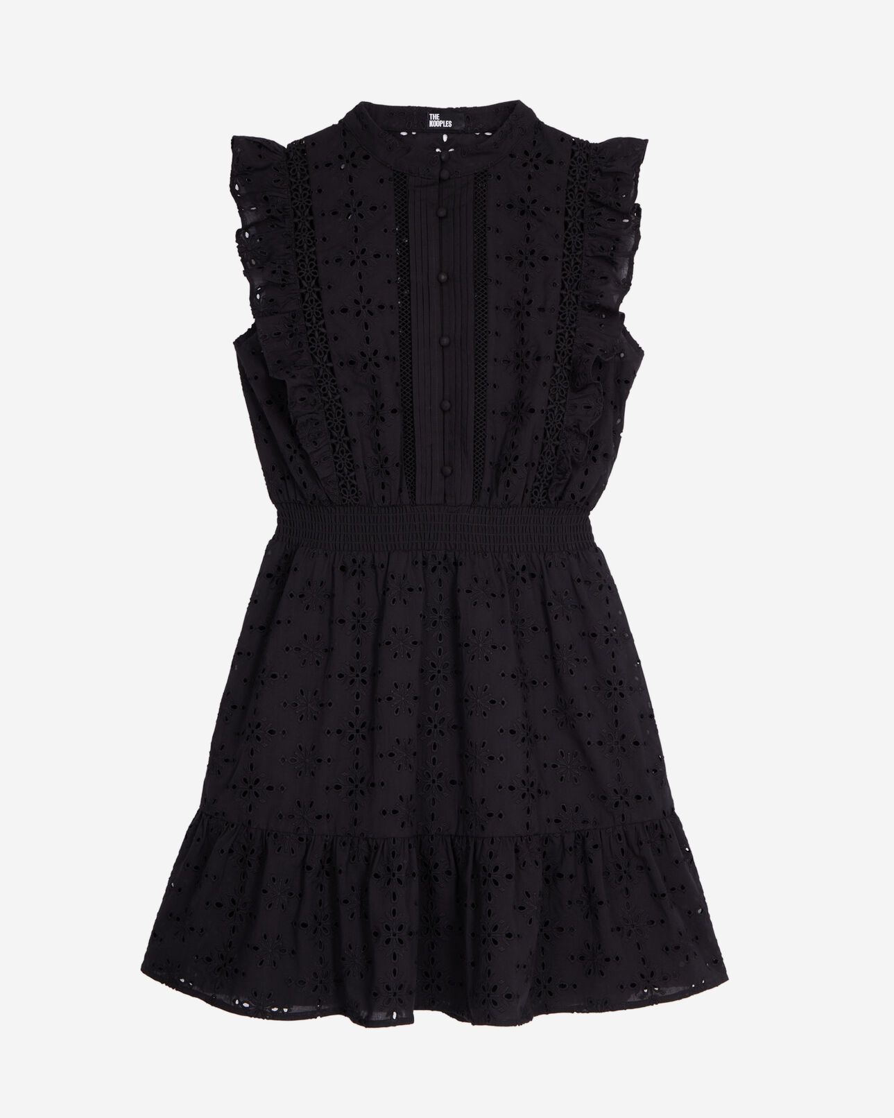 The Kooples FEMME BLACK robe courte en broderie anglaise noire
