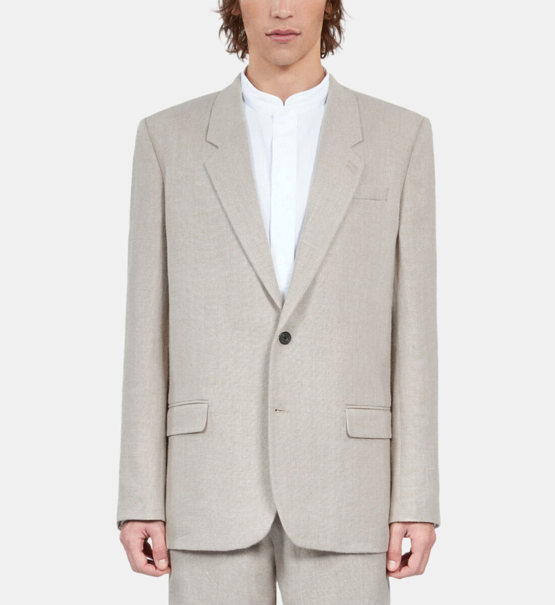 Beige linen suit jacket| The Kooples
