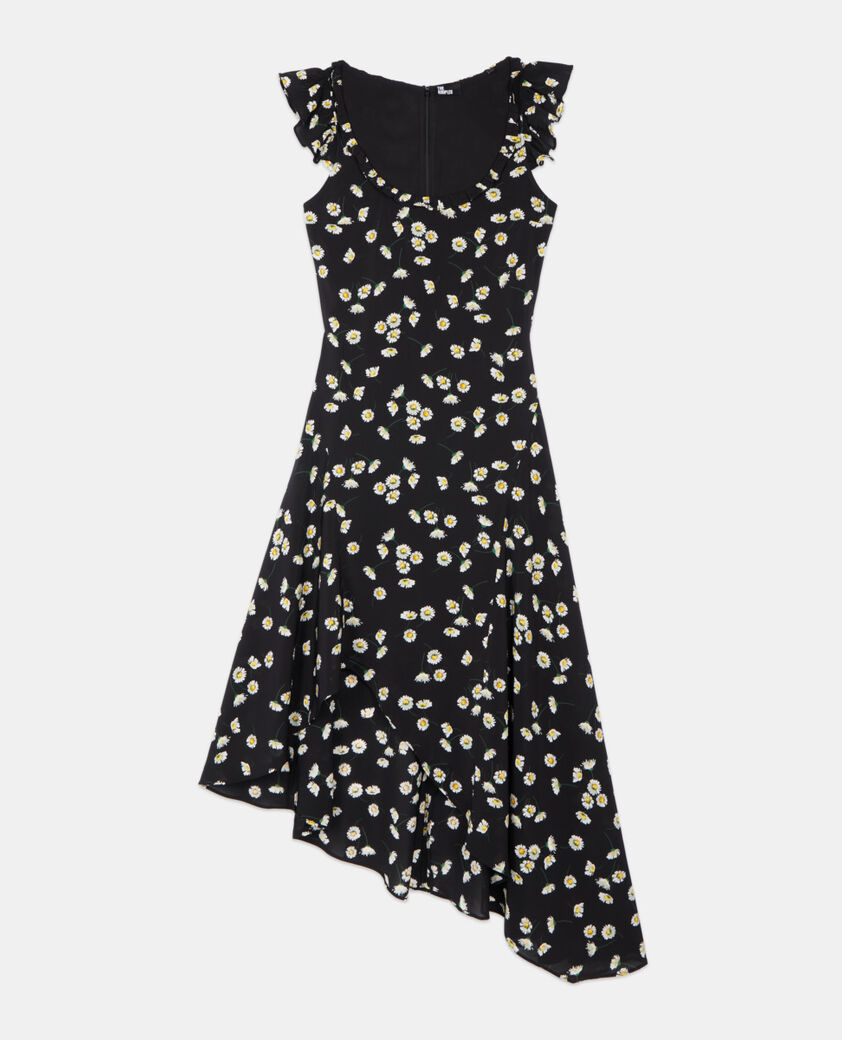The Kooples WOMEN BLACK WHITE floral printed long dress