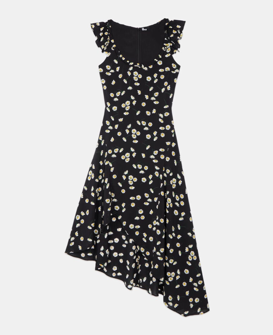 The Kooples WOMEN BLACK WHITE floral printed long dress
