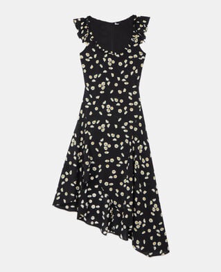 The Kooples WOMEN BLACK WHITE floral printed long dress