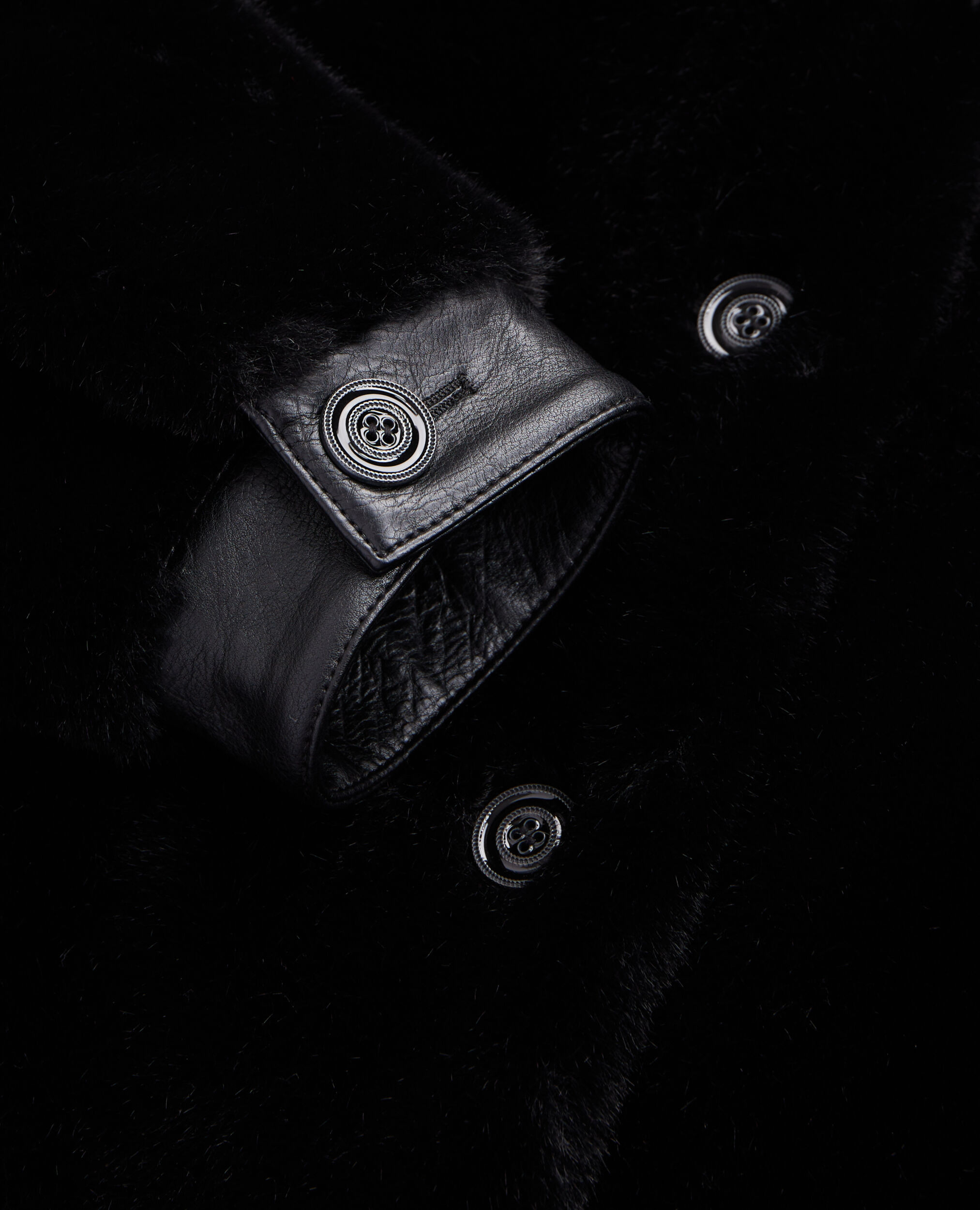 Black faux fur overshirt style jacket, BLACK, hi-res image number null