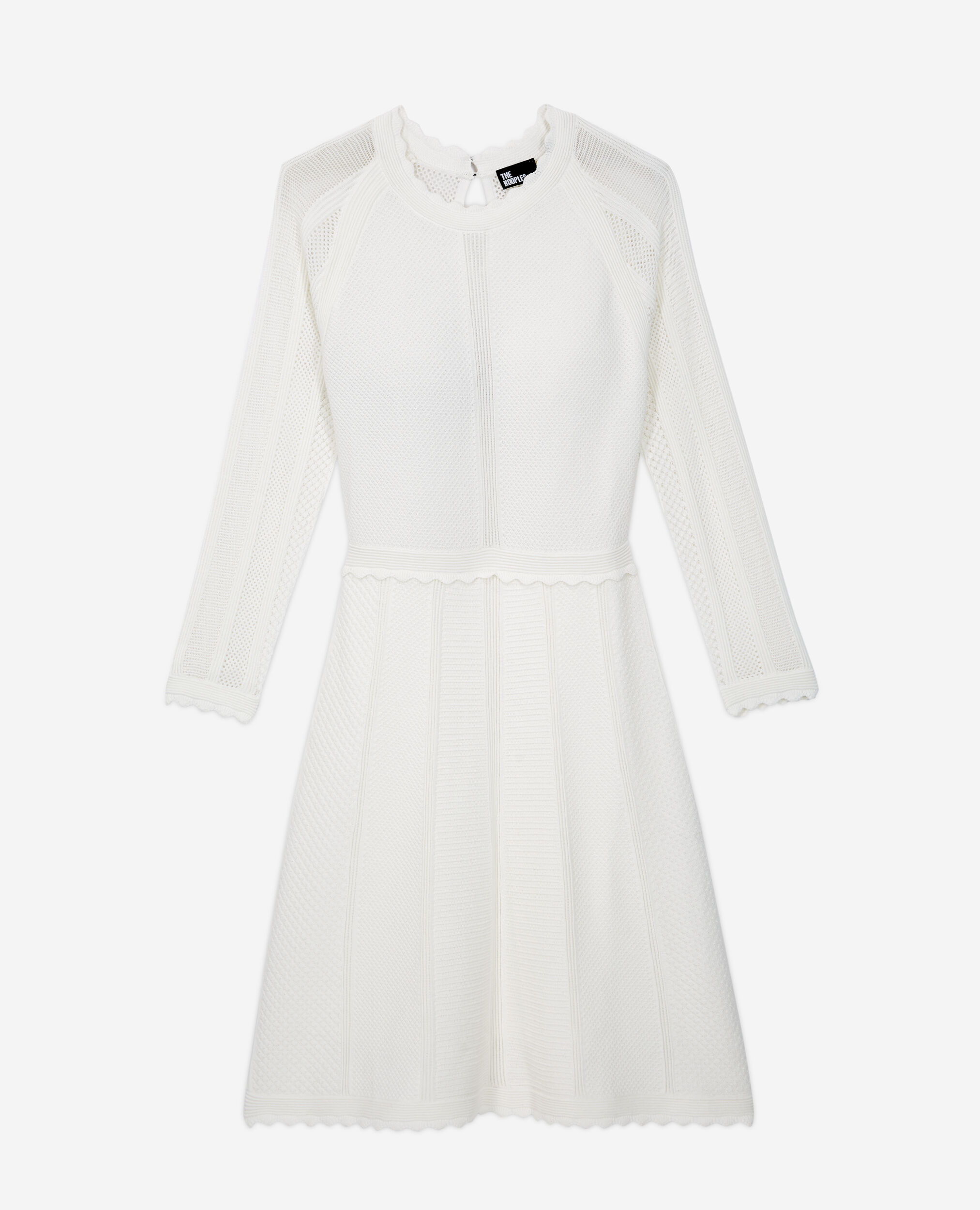 Robe courte blanche en maille, WHITE, hi-res image number null