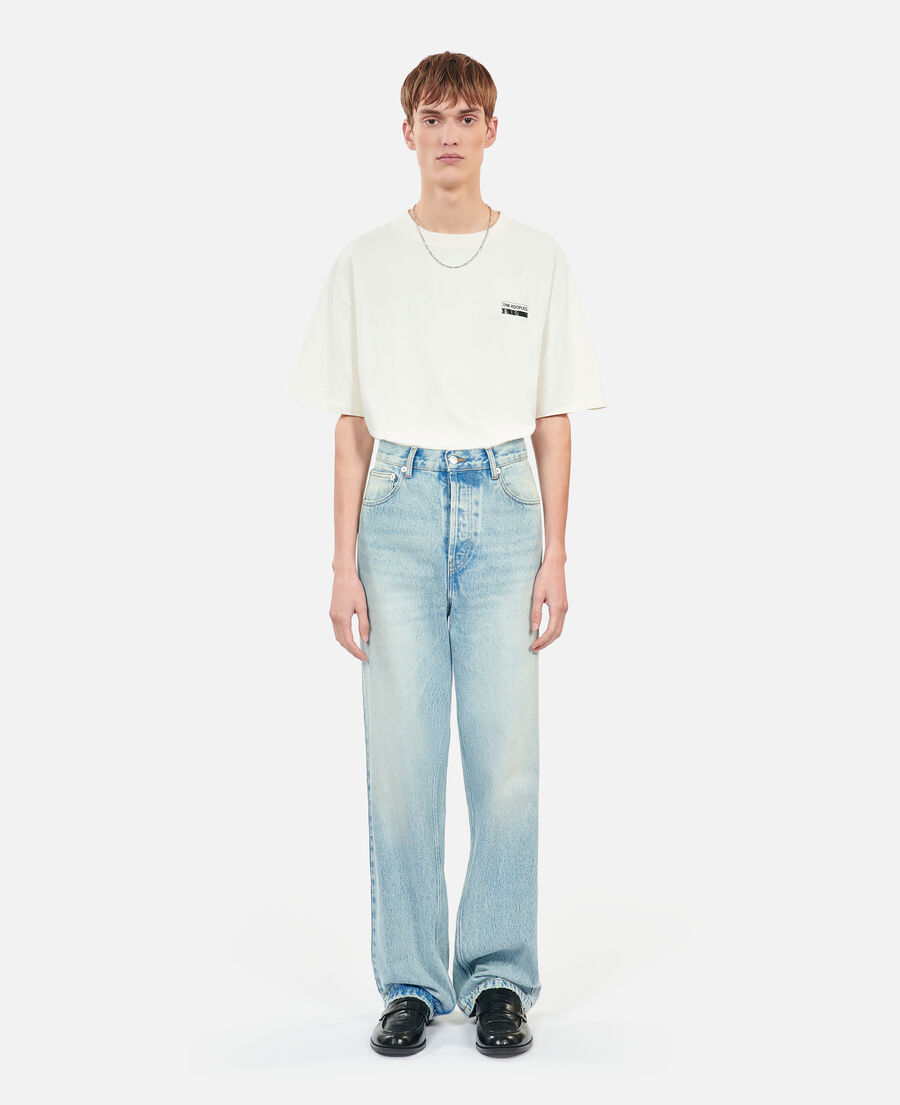 The Kooples H BLUE BLEACHED / NAVY washed blue wide-leg jeans