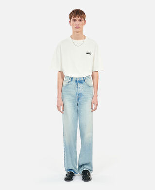 The Kooples H BLUE BLEACHED / NAVY washed blue wide-leg jeans