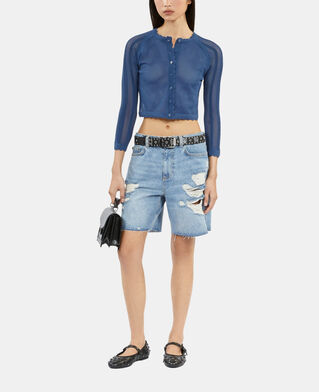 The Kooples WOMEN MEDIUM BLUE denim bermuda shorts