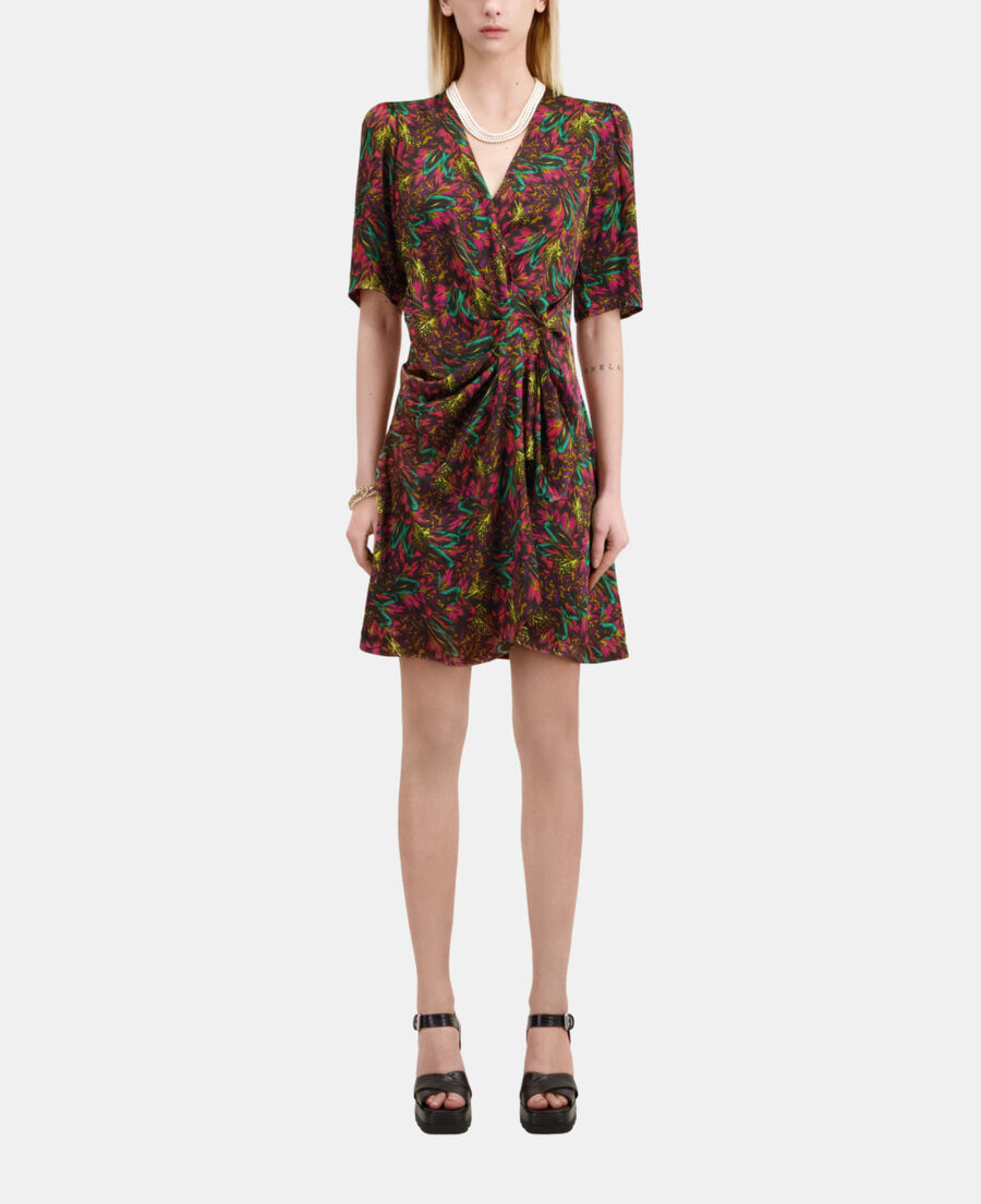The Kooples FEMME MULTICOLOR robe courte imprim&eacute;e en soie
