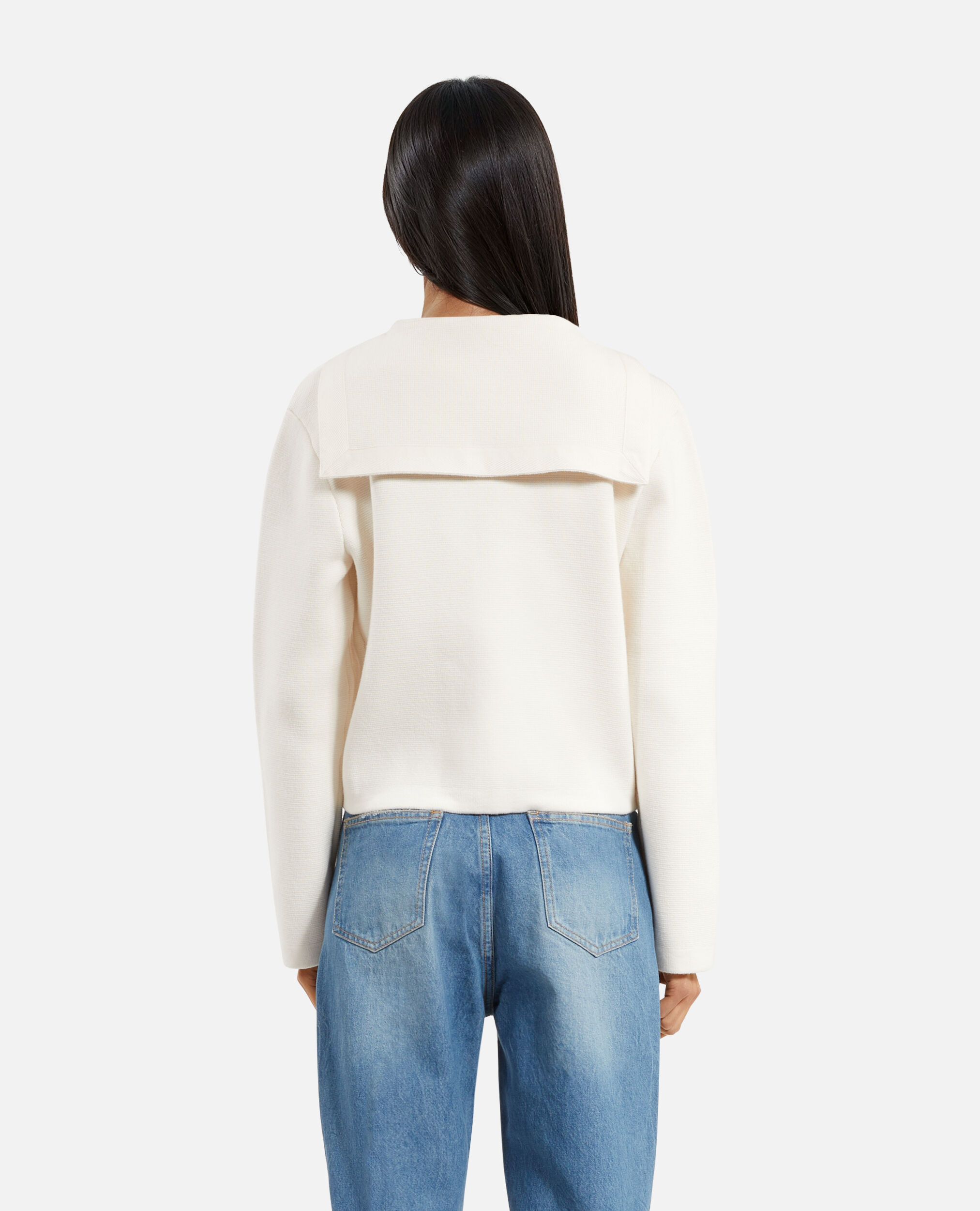 Ecru cotton and wool cardigan, ECRU, hi-res image number null