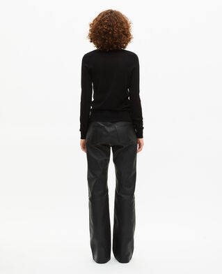 The Kooples FEMME BLACK pull col v en laine mérinos noir