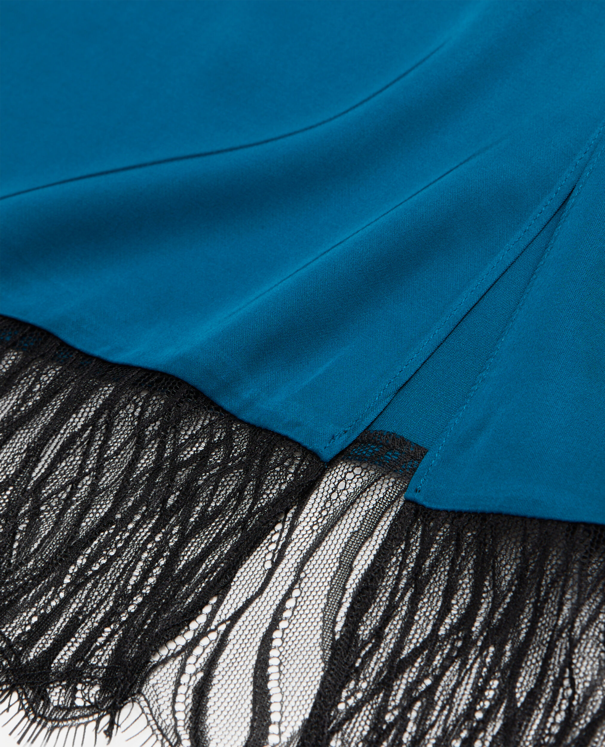 Robe nuisette longue bleue avec détails en dentelle, MEDIUM BLUE, hi-res image number null